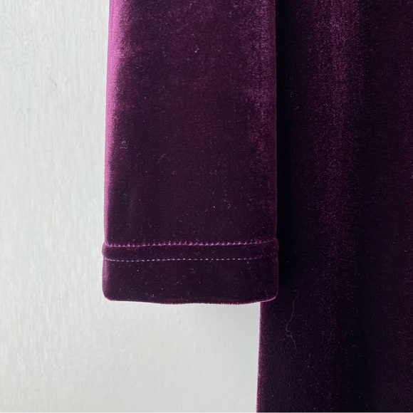 Vintage 90s Y2K Dark Purple Velvet Long Sleeve Maxi Dress 8 - Picture 5 of 8